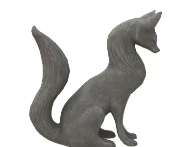 Fox stone statues Low-poly 3D model