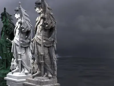 Tribal Warrior Statue Standing Tall  3D model