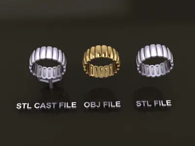 Ribbed Multi Vertical Line Band Mix Size 3D print model