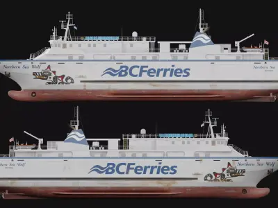 Passenger Ro-Ro Cargo Ship Low-poly 3D model