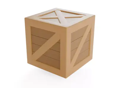 Stylized Cartoon Wooden Crate Low-poly 3D model