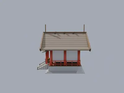 Japanese Shinto Shrine Hall Shaden Low-poly PBR Low-poly 3D model