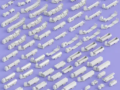 Paper Trucks Low-poly 3D model