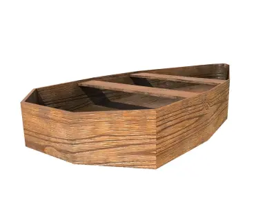 Low Poly Wooden Boat 3D Model Low-poly 3D model