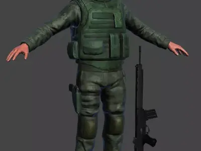 Marine Soldier Low-poly 3D model