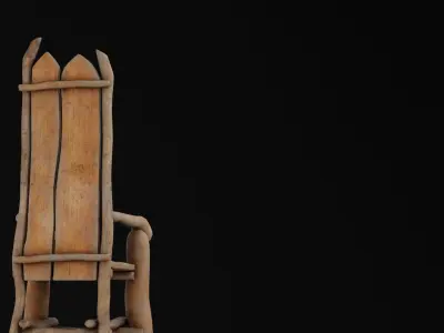 Wooden TreeLog Chair Low-poly 3D model