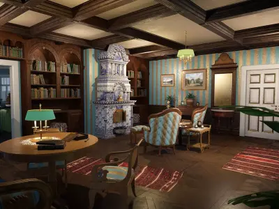 ANTIQUE LIVING ROOM UNREAL ENGINE 4 Low-poly 3D model