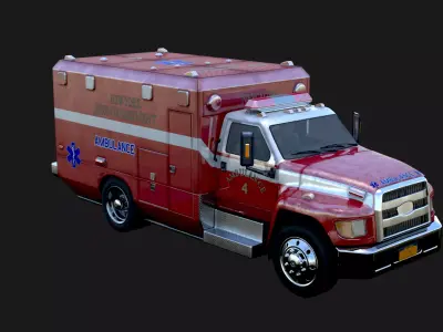1980 Ambulance 3D Model Quality Realistic Rendered With Textured Low-poly 3D model