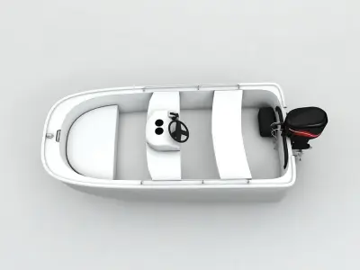 Fishing Motor Boat Dinghy 2 Low-poly 3D model