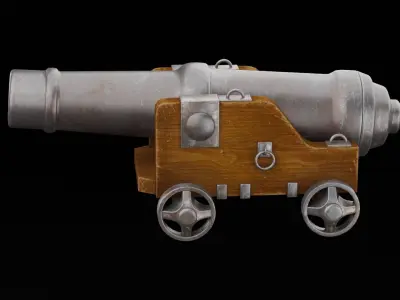 Pirate Cannon Low-poly 3D model 2