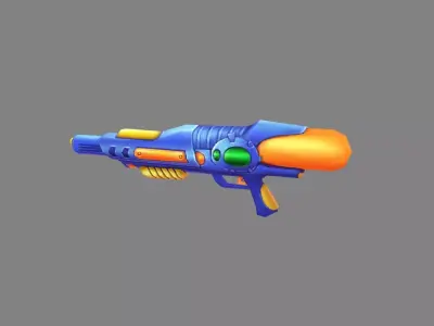Cartoon toy water gun - blue plastic pistol Low-poly 3D model