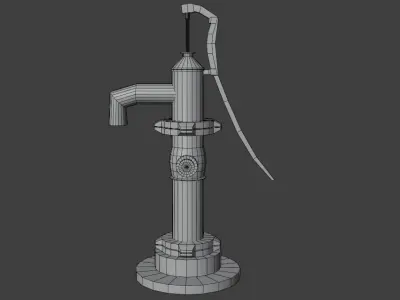 Water Hand Pump Lowpoly 3D Model Free Free low-poly 3D model