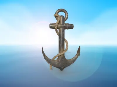 anchor karobelny and ship metal PBR game ready 2 textures Low-poly 3D model purchase