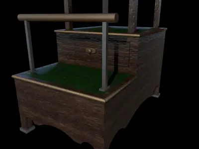 Old Vintage Shoeshine Chair and Platform Low-poly 3D model
