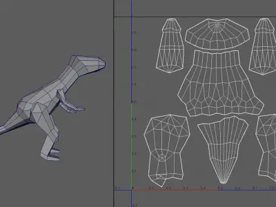 low Poly dino two dinosaurs Low-poly 3D model