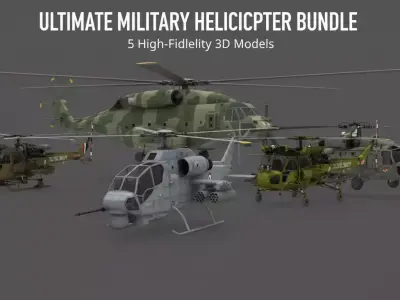 Attack and Utility Helicopter Bundle  5 Elite 3D Models 3D Model Pack