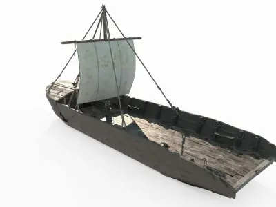 Ancient carrier transport sailboat 3D model