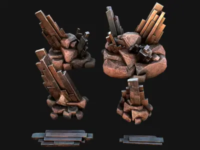 Silver Ore Mineral Stones and Rocks Low-poly 3D model