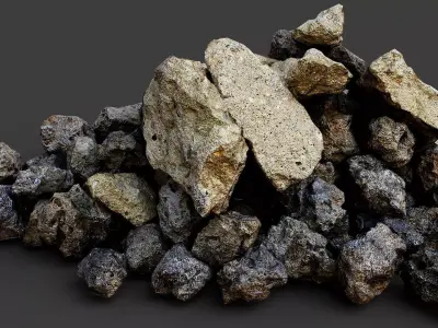 concrete debris pile ruins pt3 PBR photogrammetry Low-poly 3D model