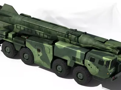 SCUD-B military vehicle Low-poly 3D model
