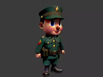 World War I Commander Low-poly 3D model