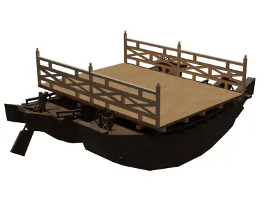 Bridge made of boats in Korea and Joseon Dynasty Low-poly 3D model