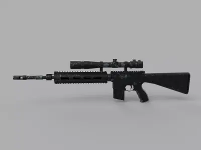 Assault rifle Low-poly 3D model 2