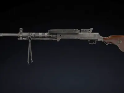  Degtyaryov machine gun Low Poly Low-poly 3D model