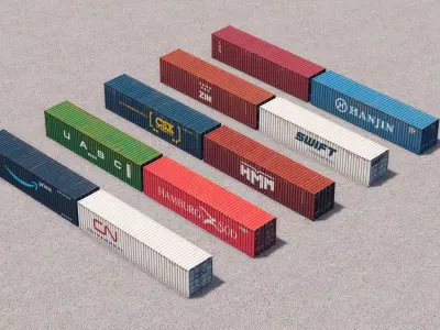 40ft Containers Pack 2 Low-poly 3D model