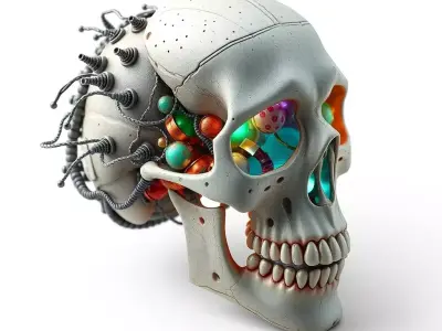 Cybernetic SciFi Skull Concept Low-poly 3D model