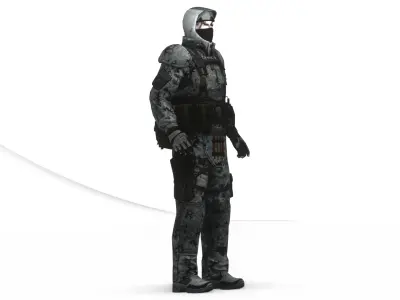 Modern Military Soldier 3D Model GameReady Rigged Low-poly 3D model