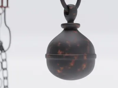 Steelyard metal bowl hanging on chain 3D model