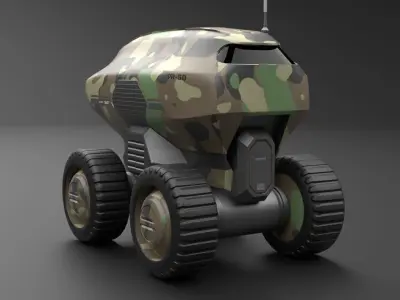 Military Sci-Fi Droid Low-poly 3D model