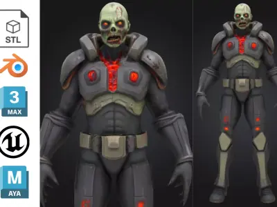 Stylized Zombie Soldier Future Low-poly 3D model
