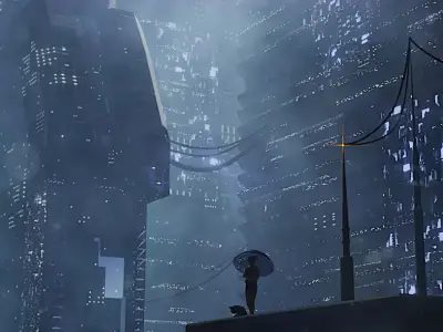 Cyberpunk Scifi Building collection  Low-poly 3D model