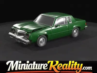 1-87 80s wrecked Oldsmobile Print Ready STL 3D print model