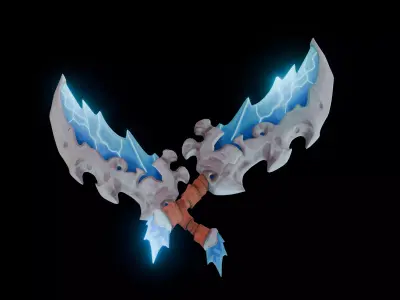 Frostfang - Stylized Fantasy Bone-Ice Sword -Game-Ready Low-poly 3D model