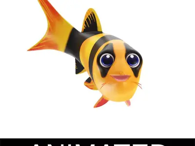 Clown loach fish animated  Low-poly 3D model