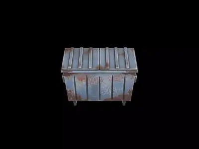 Low Poly Stylized Dark Industrial Dumpster Low-poly 3D model