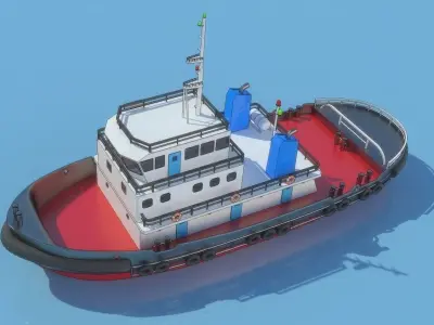 tug  boat Low-poly 3D model
