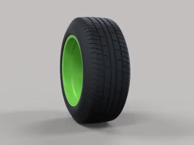 Wide car wheel 3D model