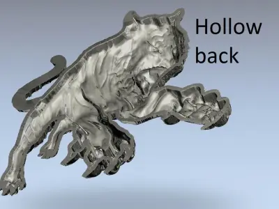 Chinese Tiger art relief sculpting hollow back part  3D print model
