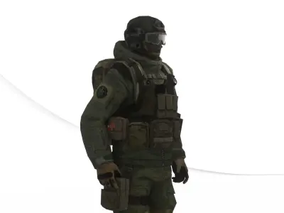 Tactical Special Forces Operator Realistic 3D Model Rigged Low-poly 3D model