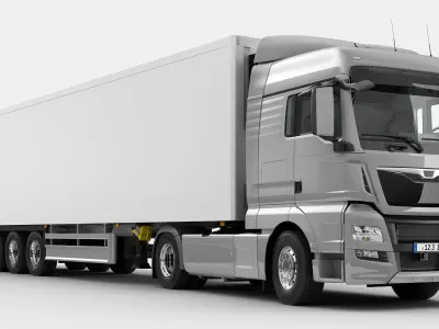 Truck 4X2 with semi trailer 3D model