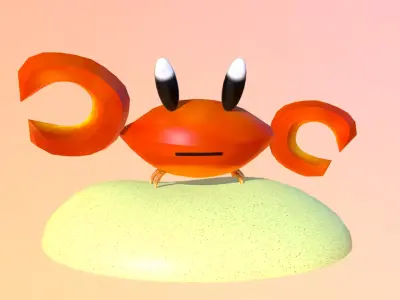 Cute Low Poly Hand Painted Crab Model Low-poly 3D model