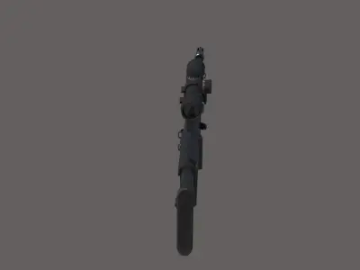 SCAR-L rifle with scope Low-poly 3D model