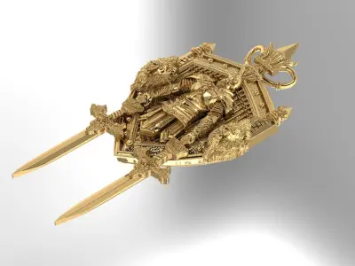 KNIGHT LION SWORD NECKLACE  3D print model