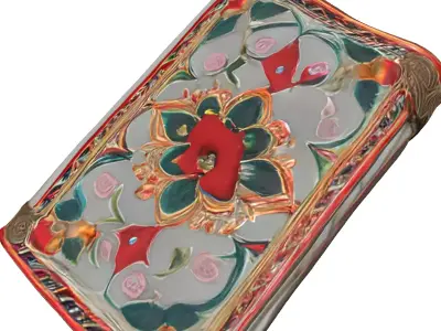Ornate Embroidered Floral Decorative Book Low-poly 3D model