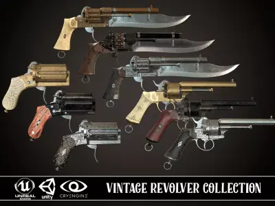 Vintage Revolver Collection 3D Model Pack