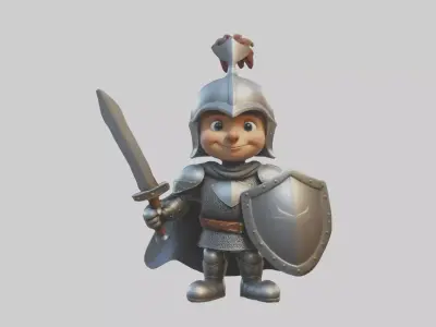 Cartoon Knight 1 Low-poly 3D model